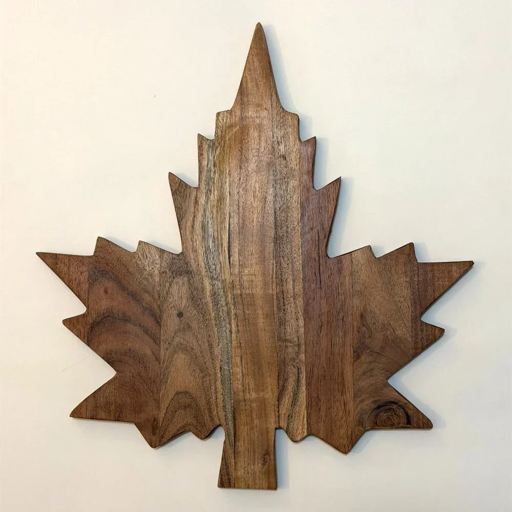 Crofton Harvest Wooden Chopping Block Cutting Charcuterie Board - Maple Leaf